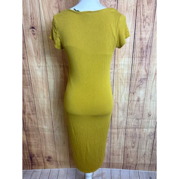 See You Monday BodyCon Dress, V neck, Mustard Yellow, Women's Size XL NEW - Picture 4 of 5